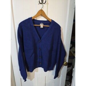 Duluth‎ Trading Co. Blue Cotton Blend Button Front Cardigan Sweater XL
